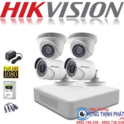 TRỌN BỘ 4 CAMERA QUAN SÁT HIKVISON 2.0 MPX